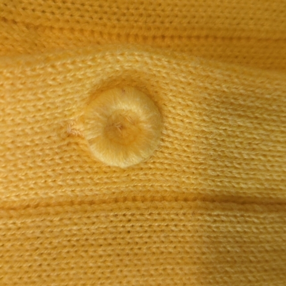 Vintage Acrylic Button-Up Cardigan Yellow 70s 80s - Picture 3 of 6